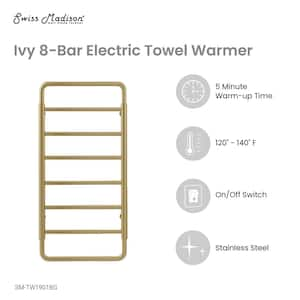 Ivy 8-Bar Electric Towel Warmer in Brushed Gold