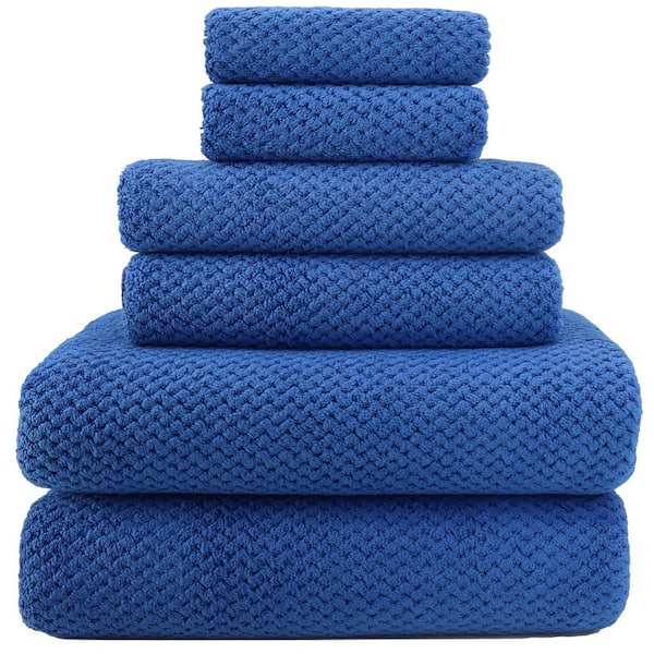 Unbranded 6-Piece Blue Quick Dry Super Soft Microfiber Towel Set