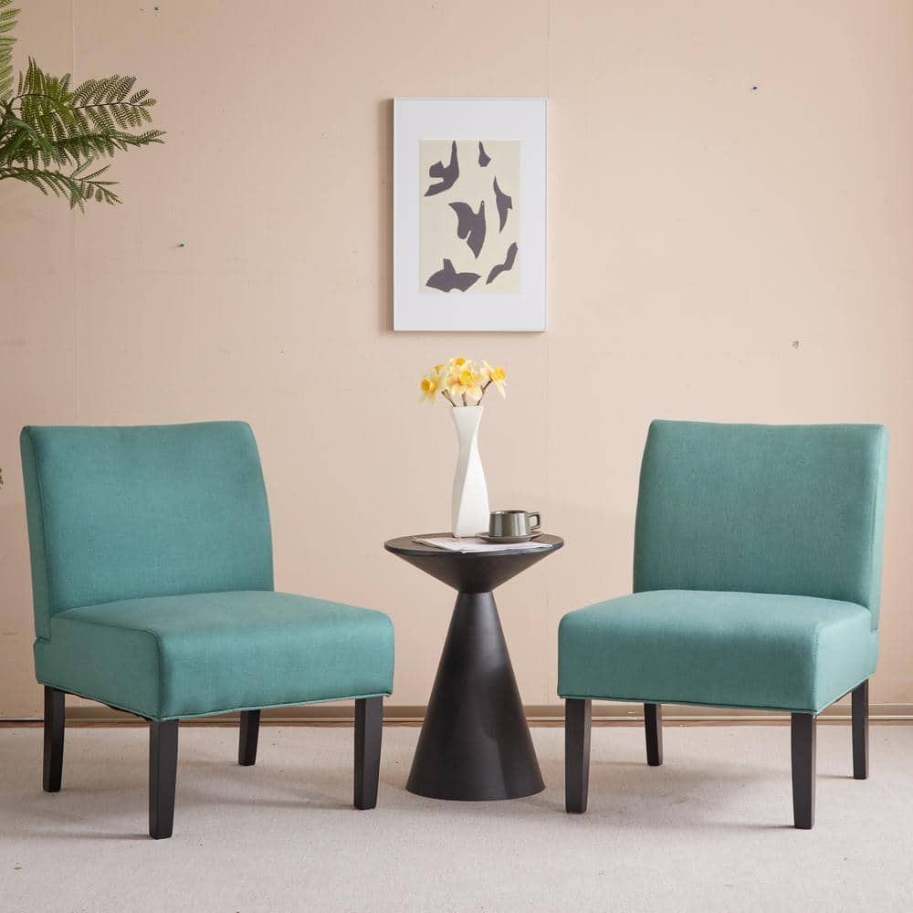 Dark Teal and Matte Black Handcrafted Rubberwood Slipper Chair