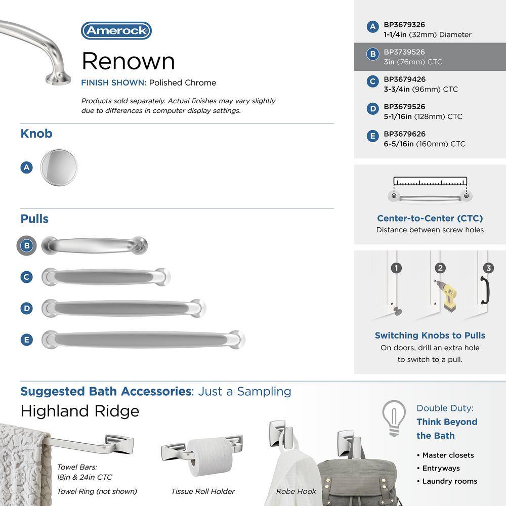 Polished Chrome 3-Inch Modern Cabinet Drawer Pull