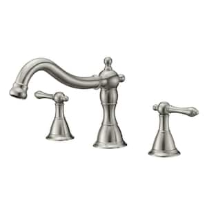 Prime 2-Handle Deck-Mount Roman Tub Spout Faucet in Brushed Nickel