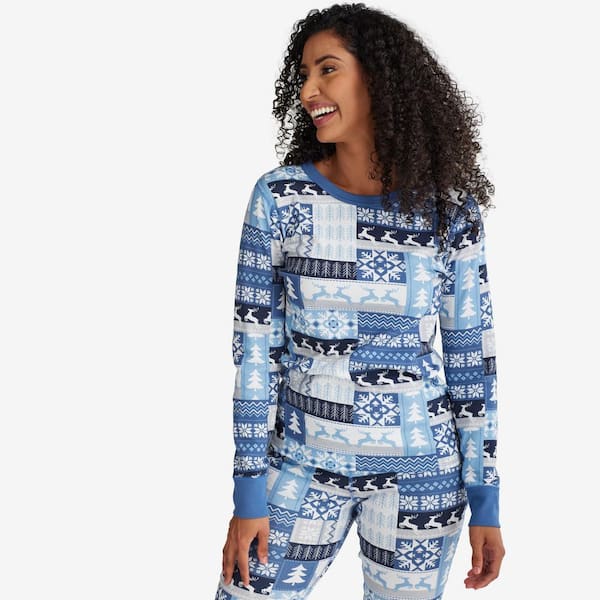 Company Cotton Organic Family Snug Fit Fair Isle Women's Extra Large Blue  Long-Sleeve Pajamas Set