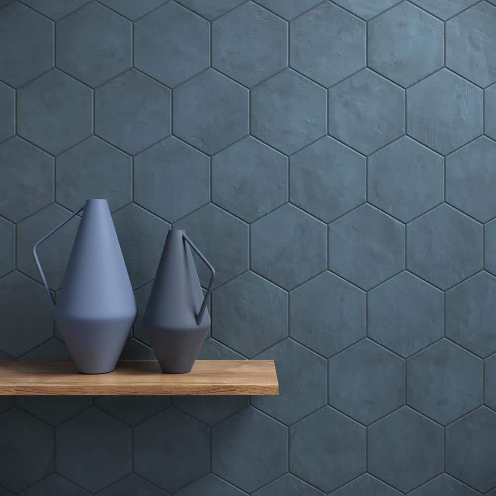 Matte Blue Hexagonal Porcelain Floor and Wall Tile