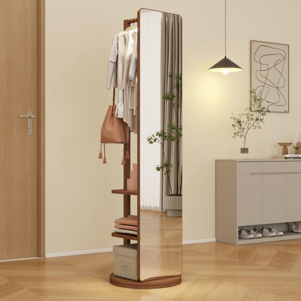 Brown 14 in. W x 66 in. H Full Length Mirror, Large Mirror for Viewing the 