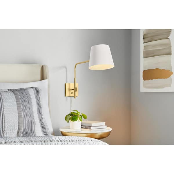 Gallers 7.88 in. 1-Light Aged Brass Wall Sconce
