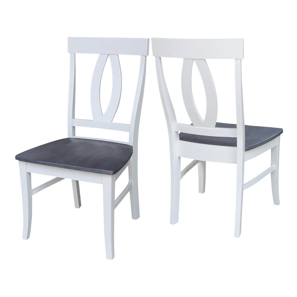 Heather Gray and White Solid Parawood High Side Chair