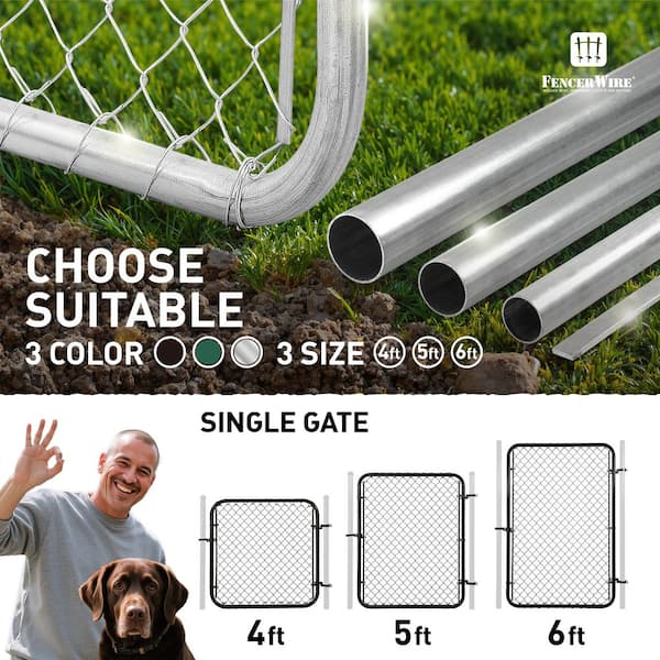 Fencer Wire 4 ft. W x 5 ft. H Green Galvanized Chain Link Fence