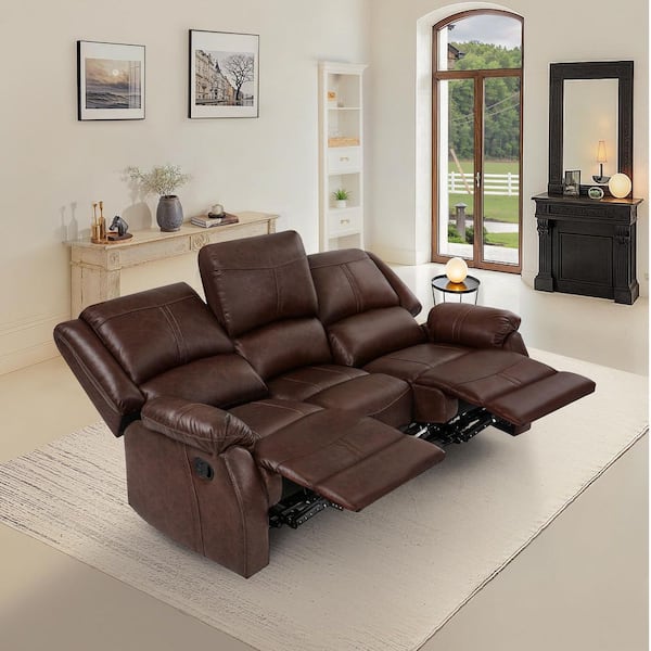 LUE BONA Jackson 80.7 in. W 2-Piece Rolled Arm Leather Rectangle