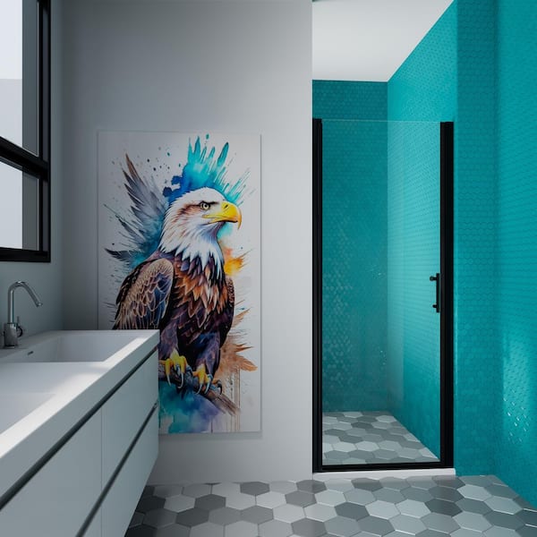 KeepTech 30 in. - 31 3/8 in. W x 72 in. H Universal Pivot Shower Door with Matted Black Finish and Tempered Glass