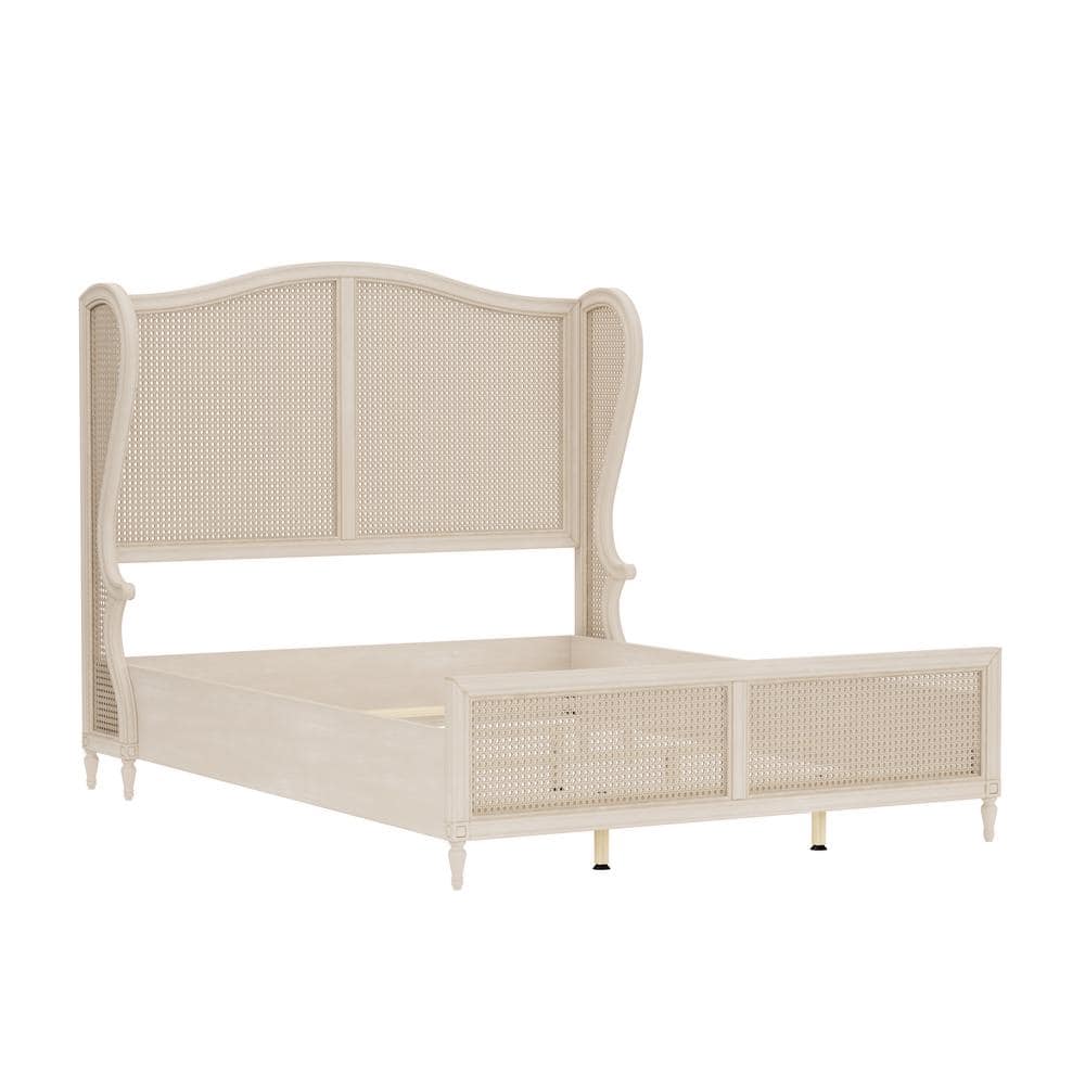 Hillsdale Furniture Sausalito White Queen Headboard and Footboard Bed with Frame, Antique White -  2409BQR