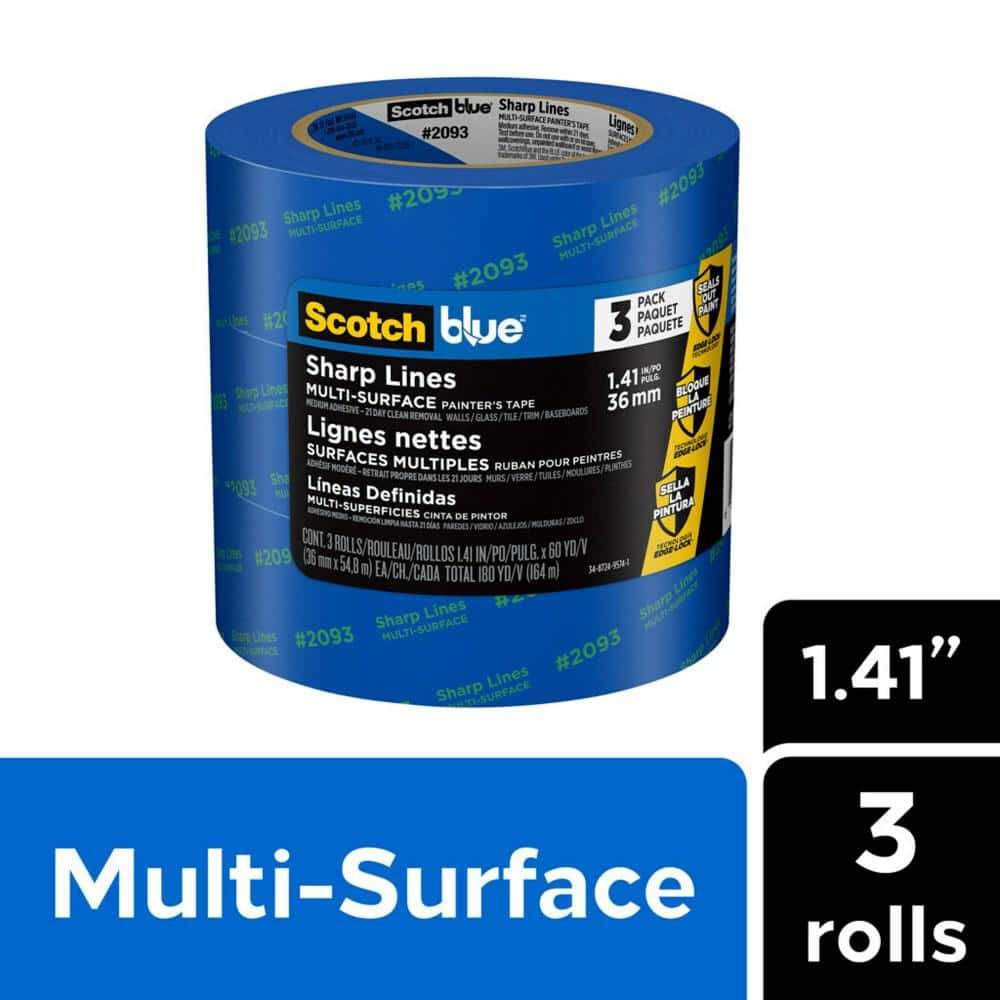3 Rolls Multi-Surface Painter's Blue Masking Tape 1.89 X 60yds Multi  Purpose