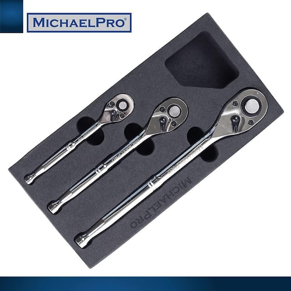 3-Piece Quick-Release Ratchet Set with Teardrop Head