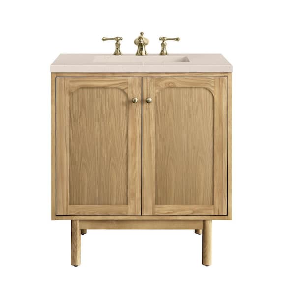 James Martin Vanities Laurent 30.0 in. W x 23.5 in. D x 34.2 in. H Bathroom Vanity in Light Oak with Eternal Marfil Quartz Top