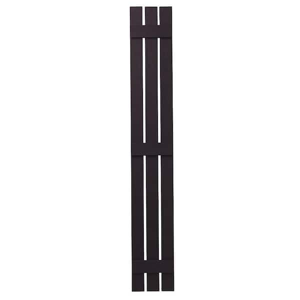 Ply Gem 12 in. x 75 in. Polypropylene 3-Board Open Board and Batten Shutters Pair in Dark Berry