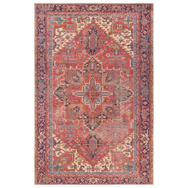 VIBE BY JAIPUR LIVING Lucinda Red/Blue 8 ft. x 10 ft. Medallion Washable Area Rug