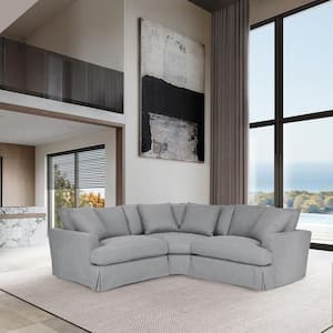 Ciara 99 in. Flared Arm 3-piece Fabric L-Shaped Sectional Sofa in. Slate Gray