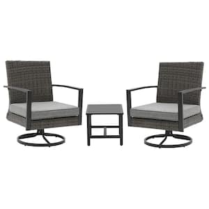 3-Piece Aluminum Outdoor Bistro Set with Gray Cushions