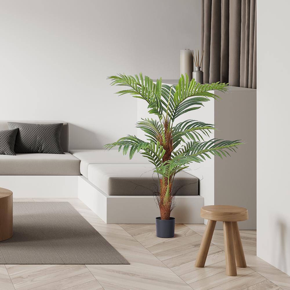47.99'' Green Plastic Potted Palm Floor Plant with Lights