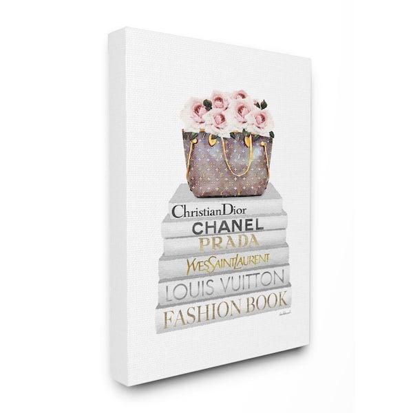 The Stupell Home Decor Collection Watercolor High Fashion Bookstack Padded Pink Bag Wall Art