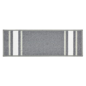 Solid Border Custom Size Gray 7 in. x 36 in. Indoor Carpet Stair Tread Cover Slip Resistant Backing (Set of 13)