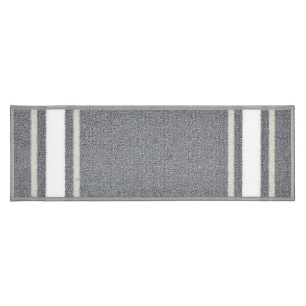 Unbranded Solid Border Custom Size Gray 7 in. x 36 in. Indoor Carpet Stair Tread Cover Slip Resistant Backing (Set of 13)