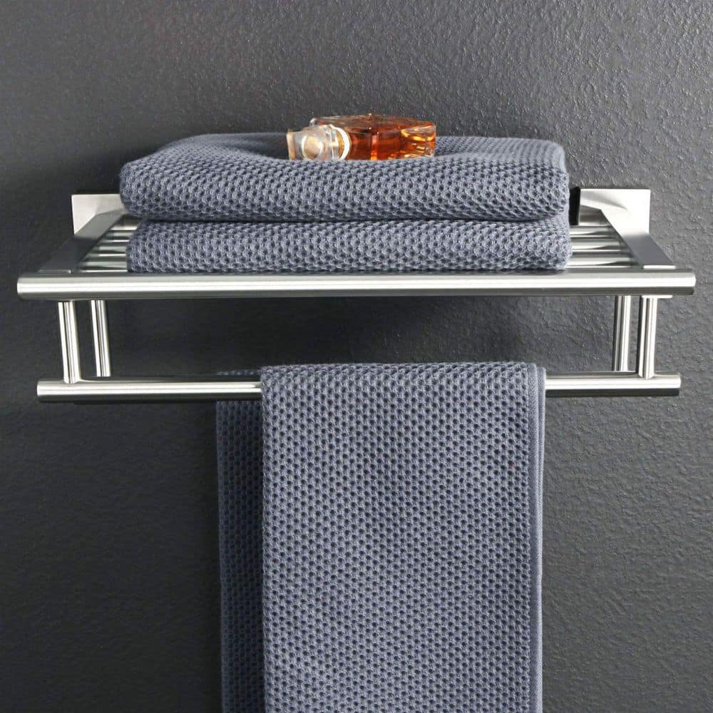 Brushed Nickel 16-Inch Wall Mounted Double Towel Rack