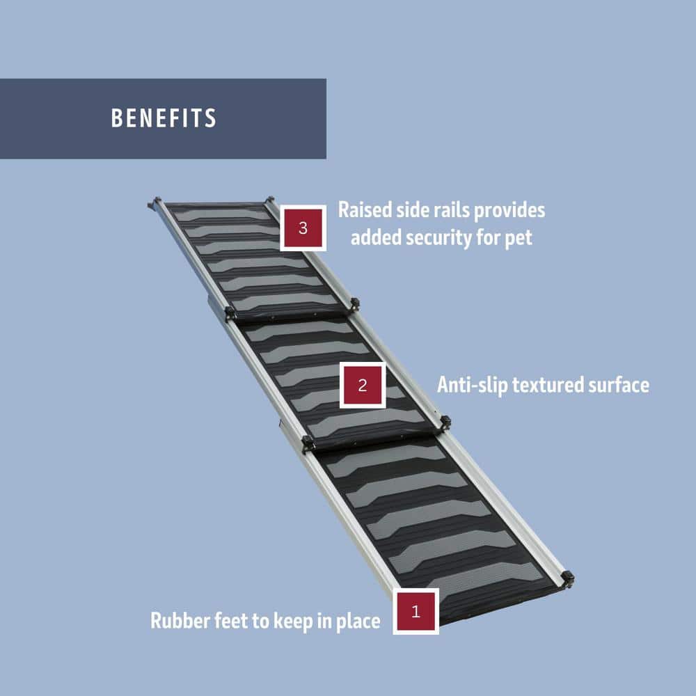 Heavy Duty 69" Telescoping Aluminum Pet Ramp with Rubber Treads