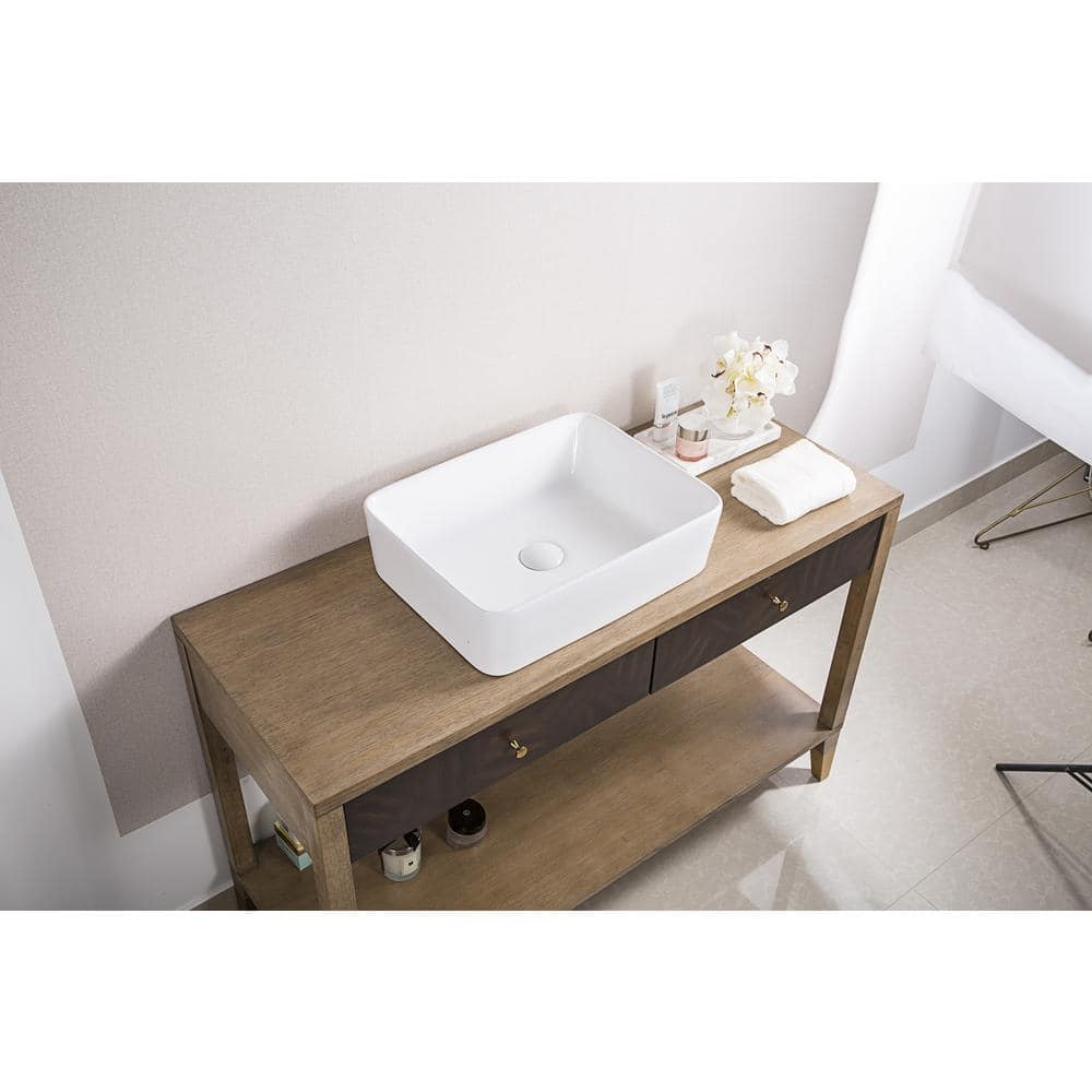 Ruvati 19'' White Ceramic Rectangular Above-Counter Vessel Sink
