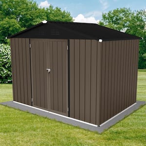 Outdoor 6 ft. x 8 ft. Storage Metal Sheds with Latch, Vents, for Garden (48 sq. ft.) Brown Plus Black