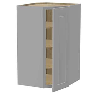 Grayson Pearl Gray Plywood Shaker Assembled Diagonal Corner Kitchen Cabinet Soft Close 24 in W x 12 in D x 42 in H