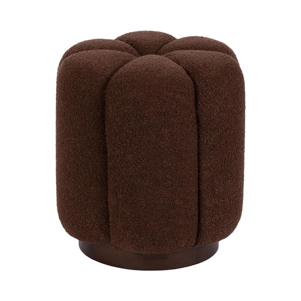 Lucida Brown Wood Round Accent Small (Under 22 in.) Ottoman