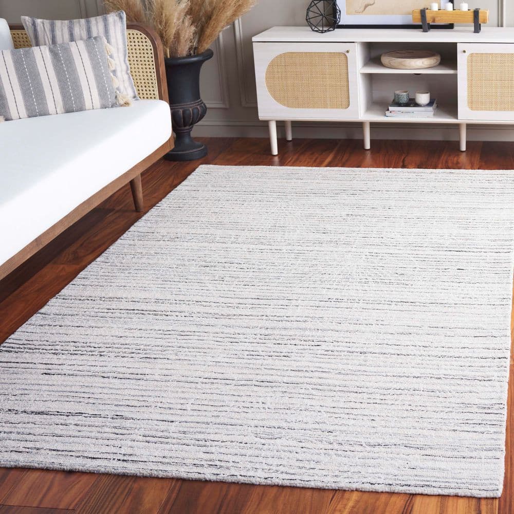 Ebony 3 ft. x 5 ft. Gray/Ivory Minimalist Striated Texture Area Rug price history on PriceWatchPro