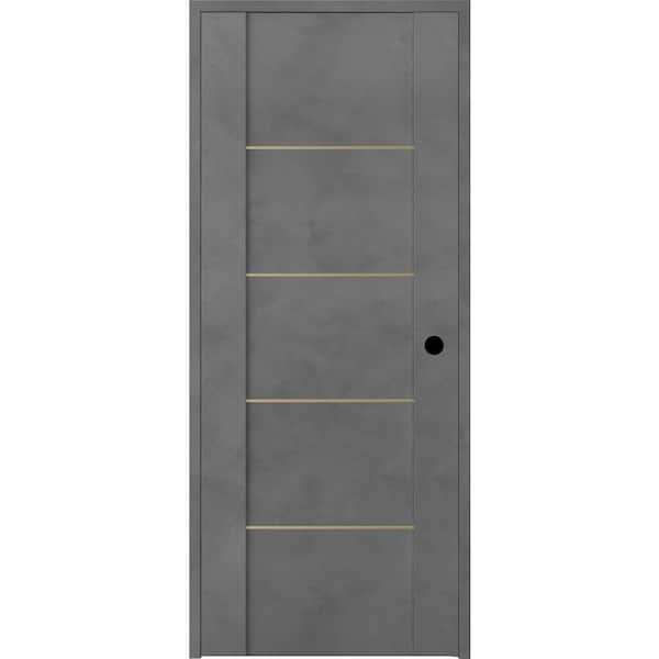 Belldinni Vona 01 4H Gold 36 in. x 80 in. Left-Handed Solid Core Dark Urban Textured Wood Single Prehung Interior Door