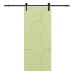 30 in. x 84 in. Sage Green Painted Composite MDF Paneled Interior Sliding Barn Door with Hardware Kit
