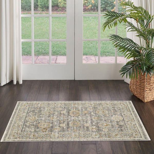 Oases Grey 3 ft. x 5 ft. Distressed Traditional Area Rug
