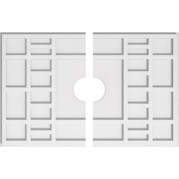 Ekena Millwork 28 in. W x 18-5/8 in. H x 4 in. ID x 1 in. P Beaux Architectural Grade PVC Contemporary Ceiling Medallion (2-Piece)