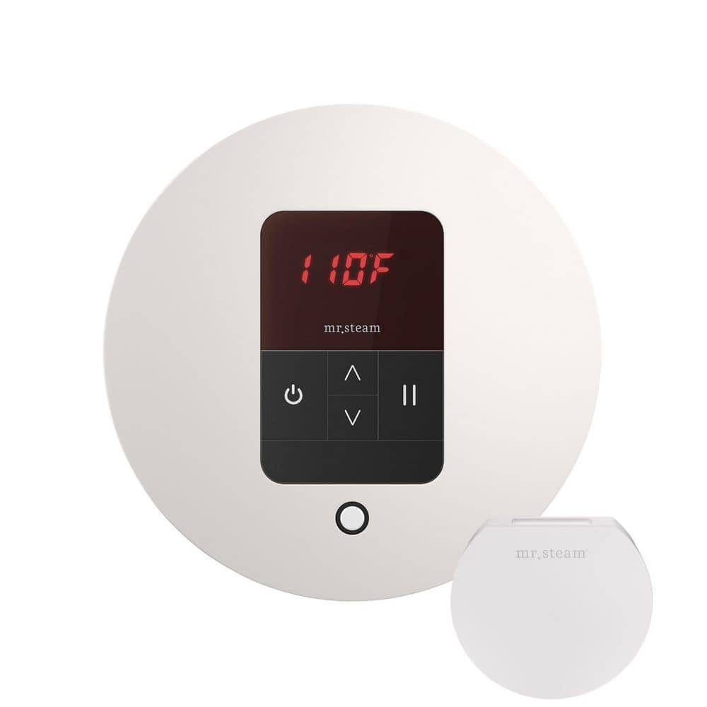 Basic Butler Steam Shower Control Package with Round iTempo Control and Linear Steamhead in White