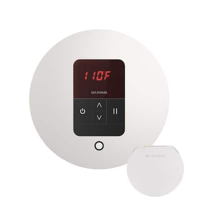 Basic Butler Steam Shower Control Package with Round iTempo Control and Steamhead in White