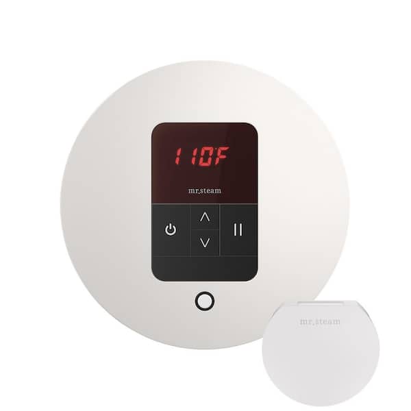 Mr. Steam Basic Butler Steam Shower Control Package with Round iTempo Control and Steamhead in White