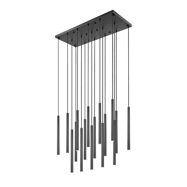 Forest 42 inch Matte Black 17 Light Integrated LED Linear Chandelier