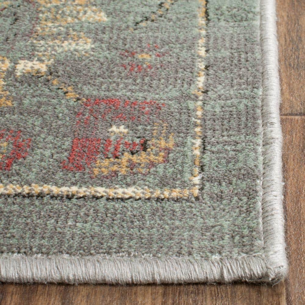 Reversible Gray Floral 9' x 12' Rectangular Viscose Rug