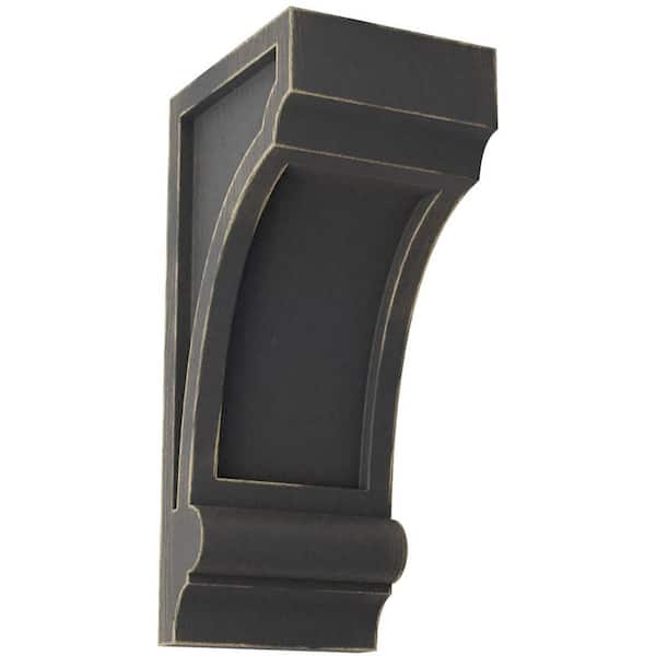 Ekena Millwork 3-1/4 in. x 8 in. x 4 in. Black Diane Recessed Wood Vintage Decor Corbel