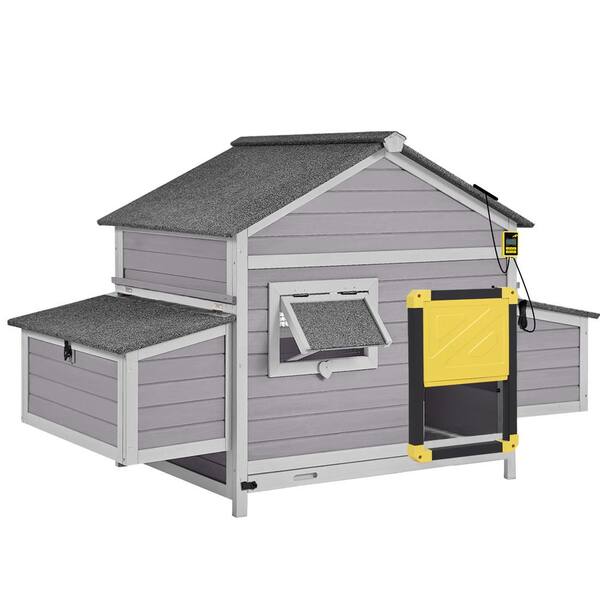 aivituvin Wooden Chicken Hen House for 2/4-Hens with Automatic Chicken Door (Black Frame)