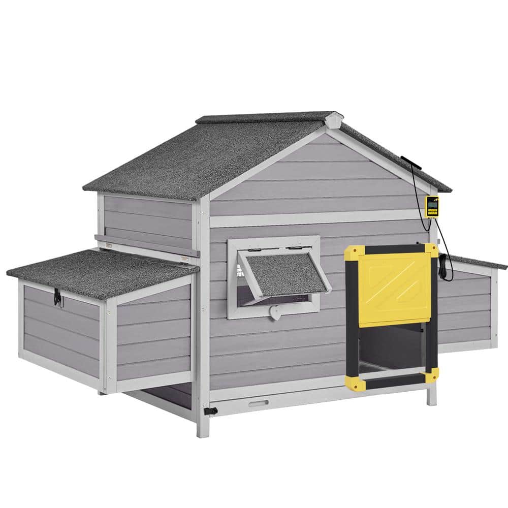 Wooden Chicken Hen House for 2/4-Hens with Automatic Chicken Door (Black Fr