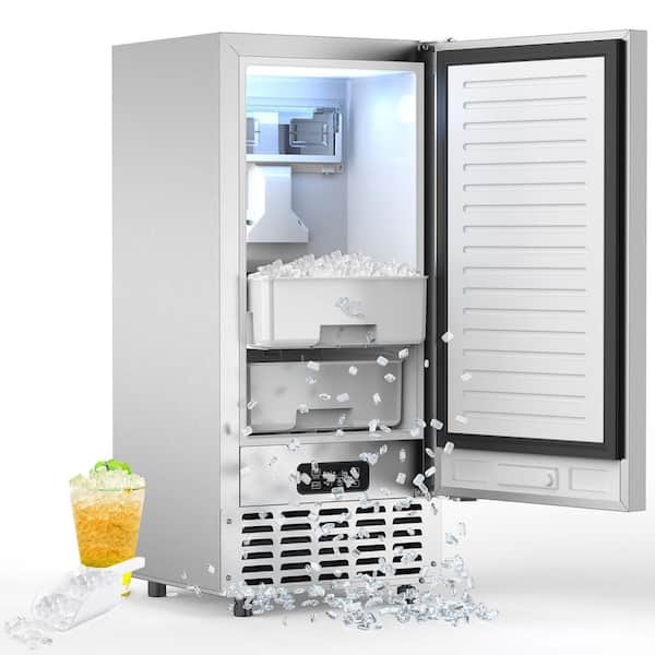 14.96 in. W 66 lb. Nugget Ice per Day Under-counter or Freestanding Commercial Ice Maker in Stainless Steel Silver