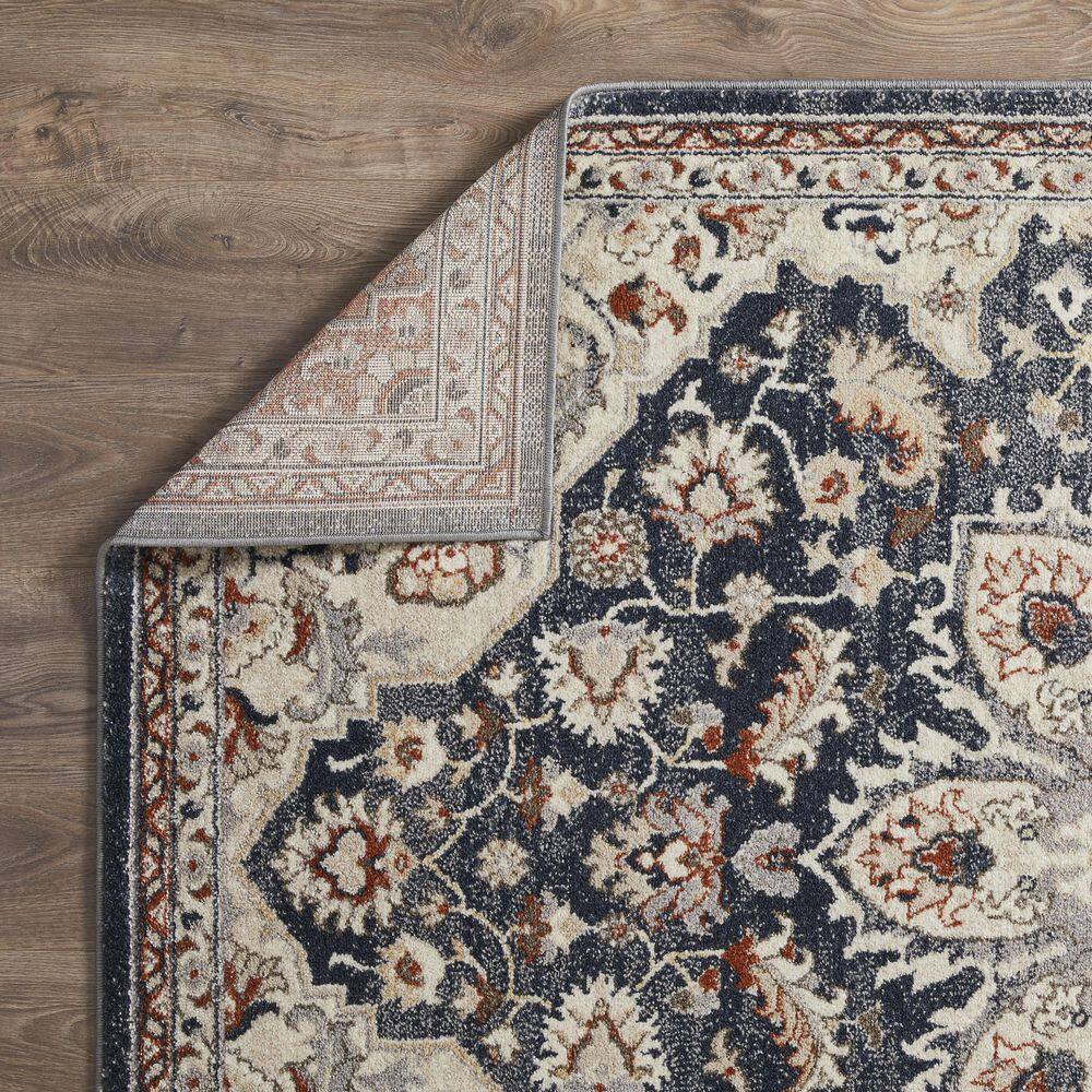Blue and Beige 4' x 6' Oriental Synthetic Area Rug