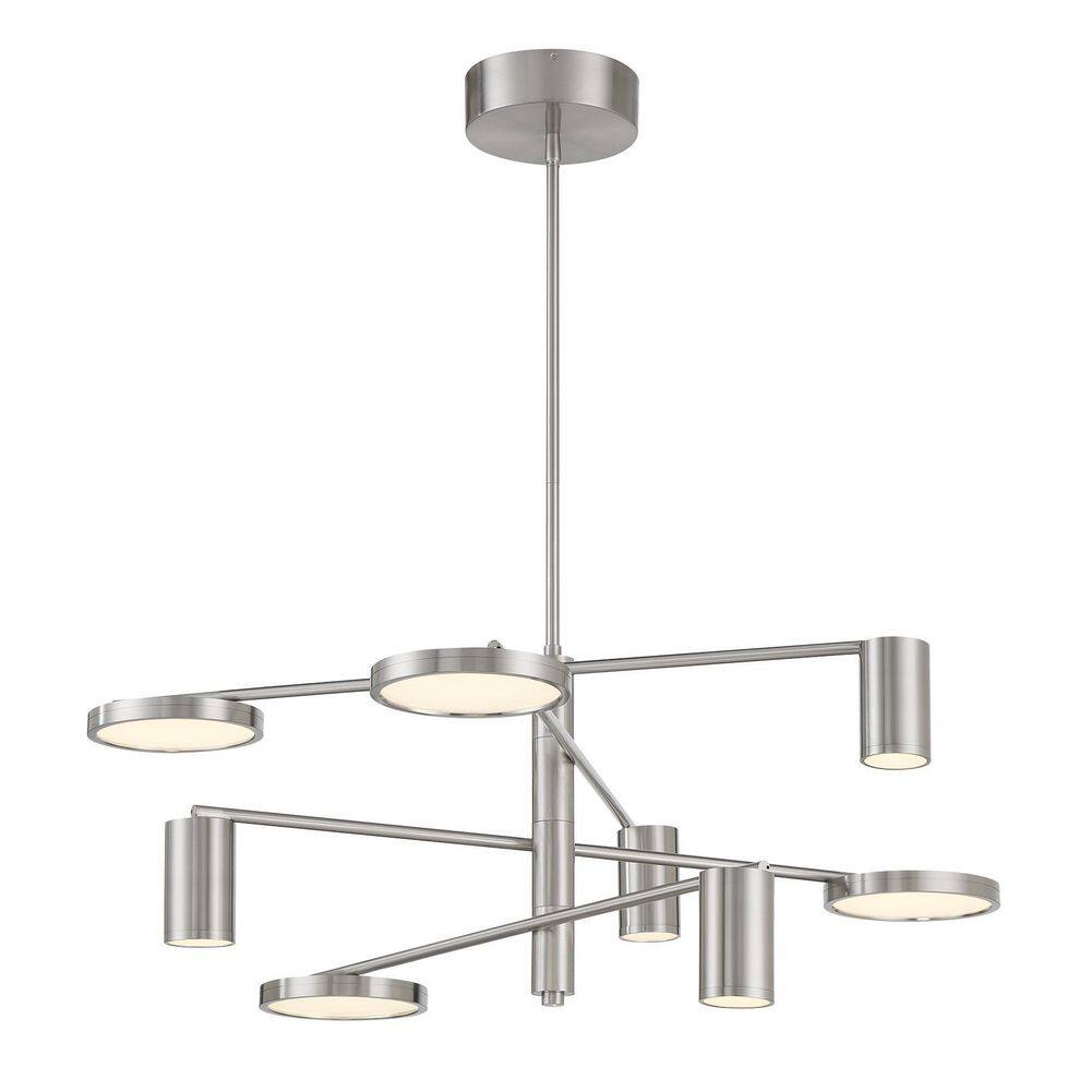 Swivel 200-Watt Equivalence Integrated LED Brushed Nickel Geometric Chandelier with White Etched Glass Shades price history on PriceWatchPro
