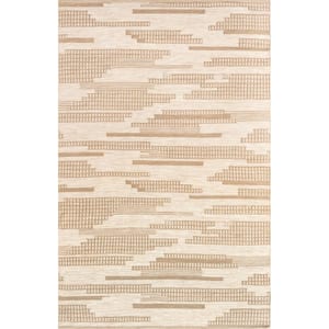 Maddy Abstract Lined Beige 5 ft. x 8 ft. Indoor/Outdoor Area Rug
