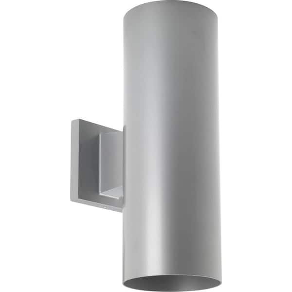 Progress Lighting Cylinder Collection 5" Metallic Gray Modern Outdoor Up and Down Light LED Wall Lantern Light for Entry and Garage