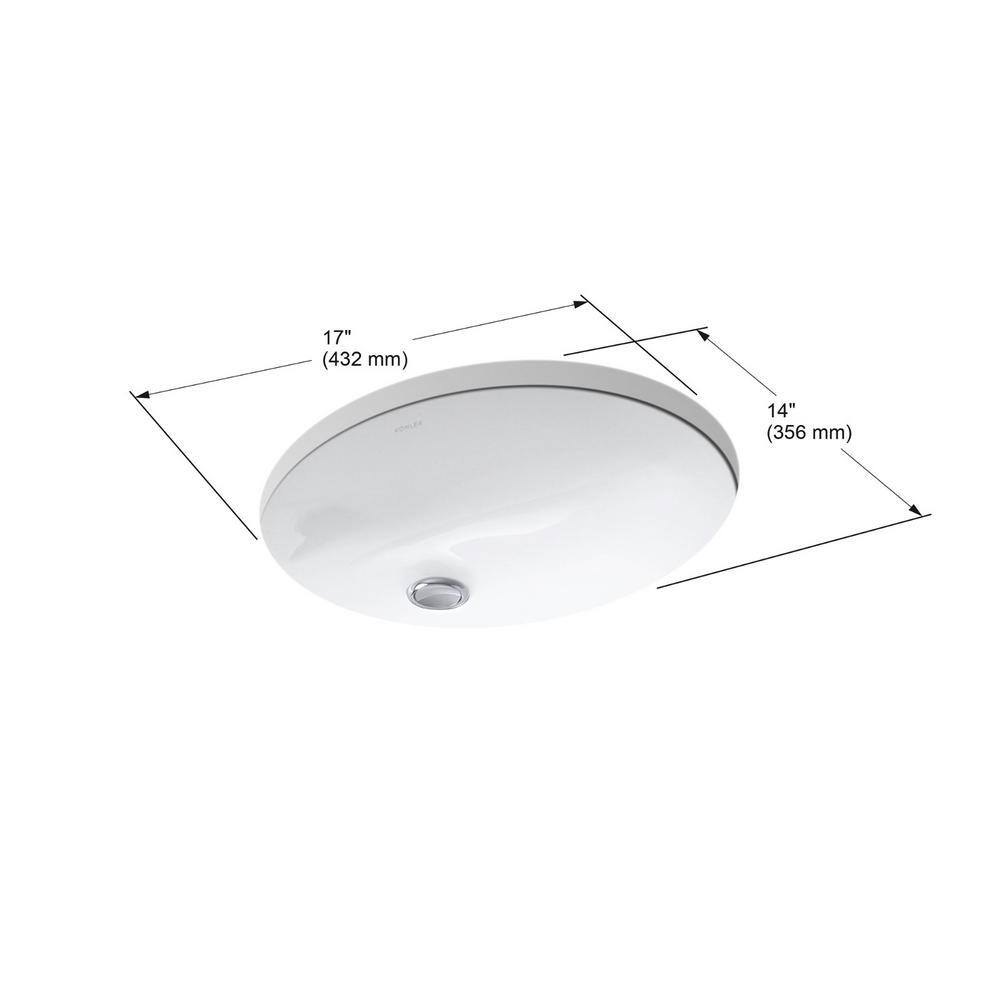 Biscuit Ceramic Oval Undermount Bathroom Sink with Overflow